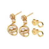 14K Yellow Gold Round Lab Diamond Celestial Ring-Inspired Stud Earrings