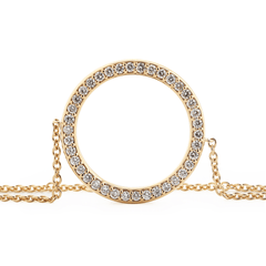 Round Lab Diamond Ring-Shaped Pave Pendant Chain Bracelet