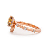 14K Rose Gold 1ct Yellow Round Lab Diamond Celestial-inspired Ring with Sun, New Moon, and Star Design