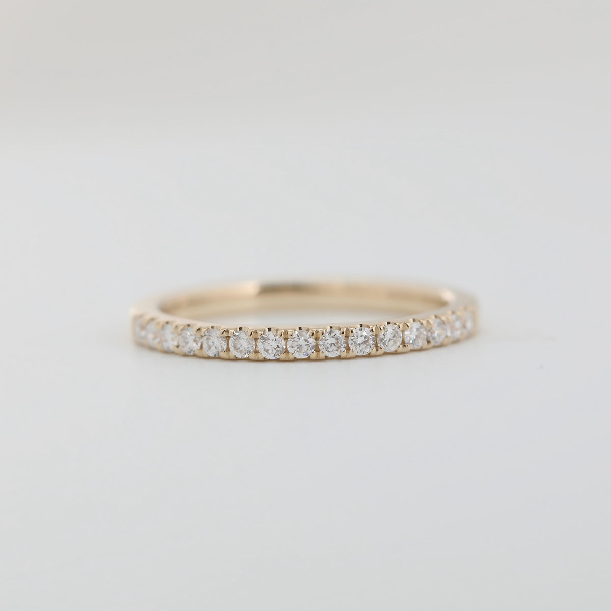 14K Yellow Gold 1.6mm Round Lab Diamond Half Eternity Ring