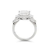 Platinum 2.5ct Princess Cut Lab Diamond 5 Stone Engagement Ring with Radiant Cut and Bullet Cut Side-stones