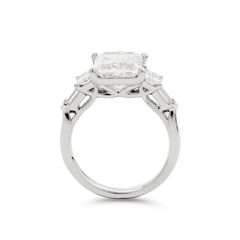 Platinum 2.5ct Princess Cut Lab Diamond 5 Stone Engagement Ring with Radiant Cut and Bullet Cut Side-stones