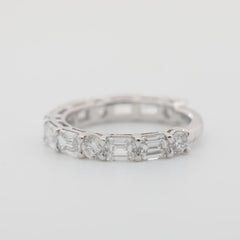 14K White Gold Emerald Cut and Round Cut Lab Diamond 3/4 Eternity Ring