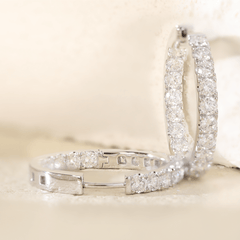 Round Cut Diamond Hoop Earrings