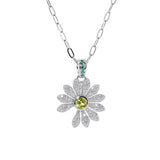 14K White Gold Daisy Pendant Necklace