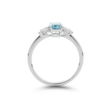 14K White Gold Oval Natural Aquamarine Ring with Moissanite Side Stones