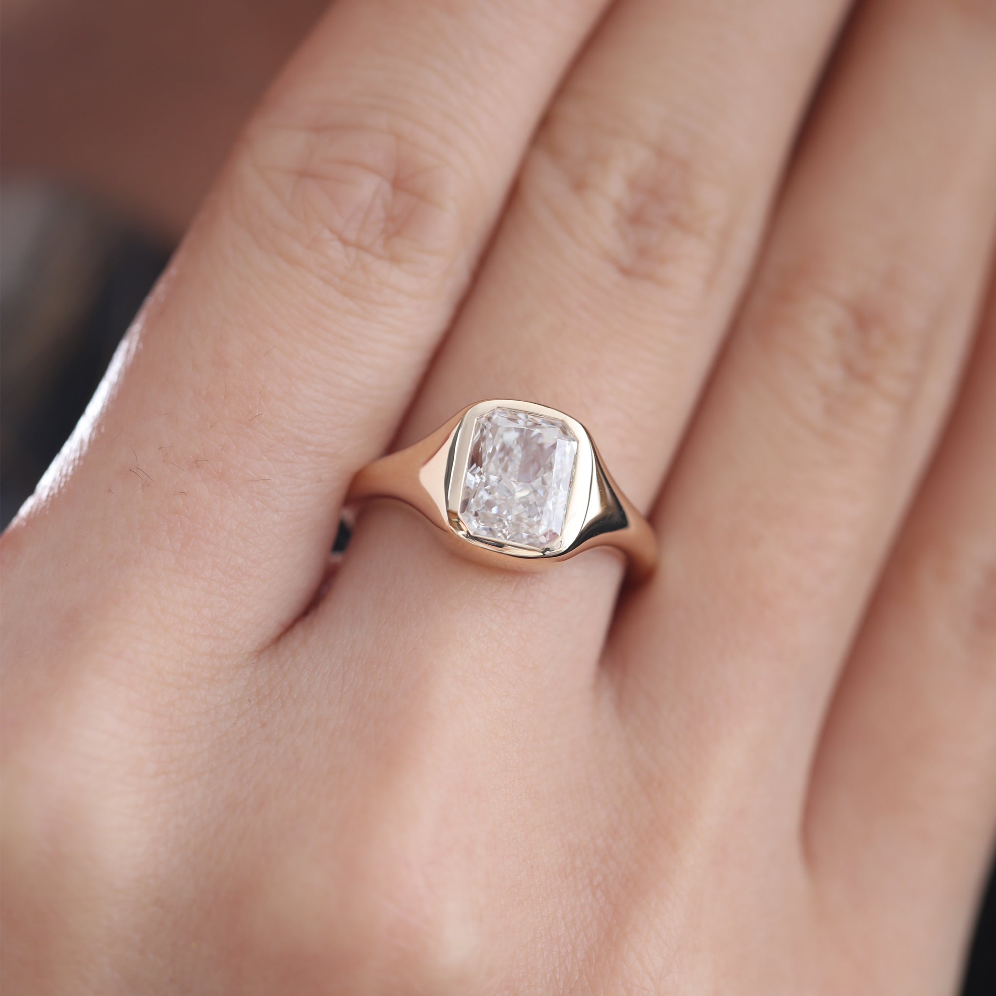 2ct Radiant Cut Bezel Set Solitaire Ring - MMR