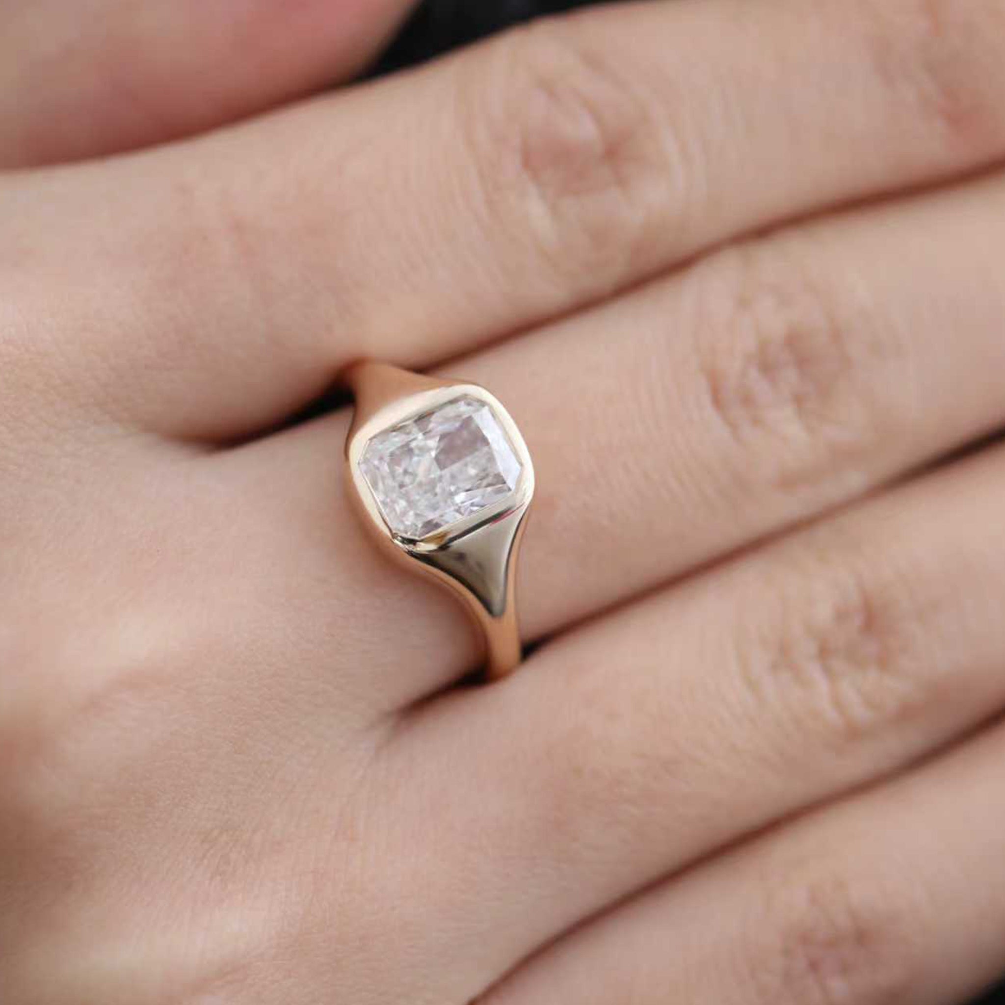 2ct Radiant Cut Bezel Set Solitaire Ring - MMR