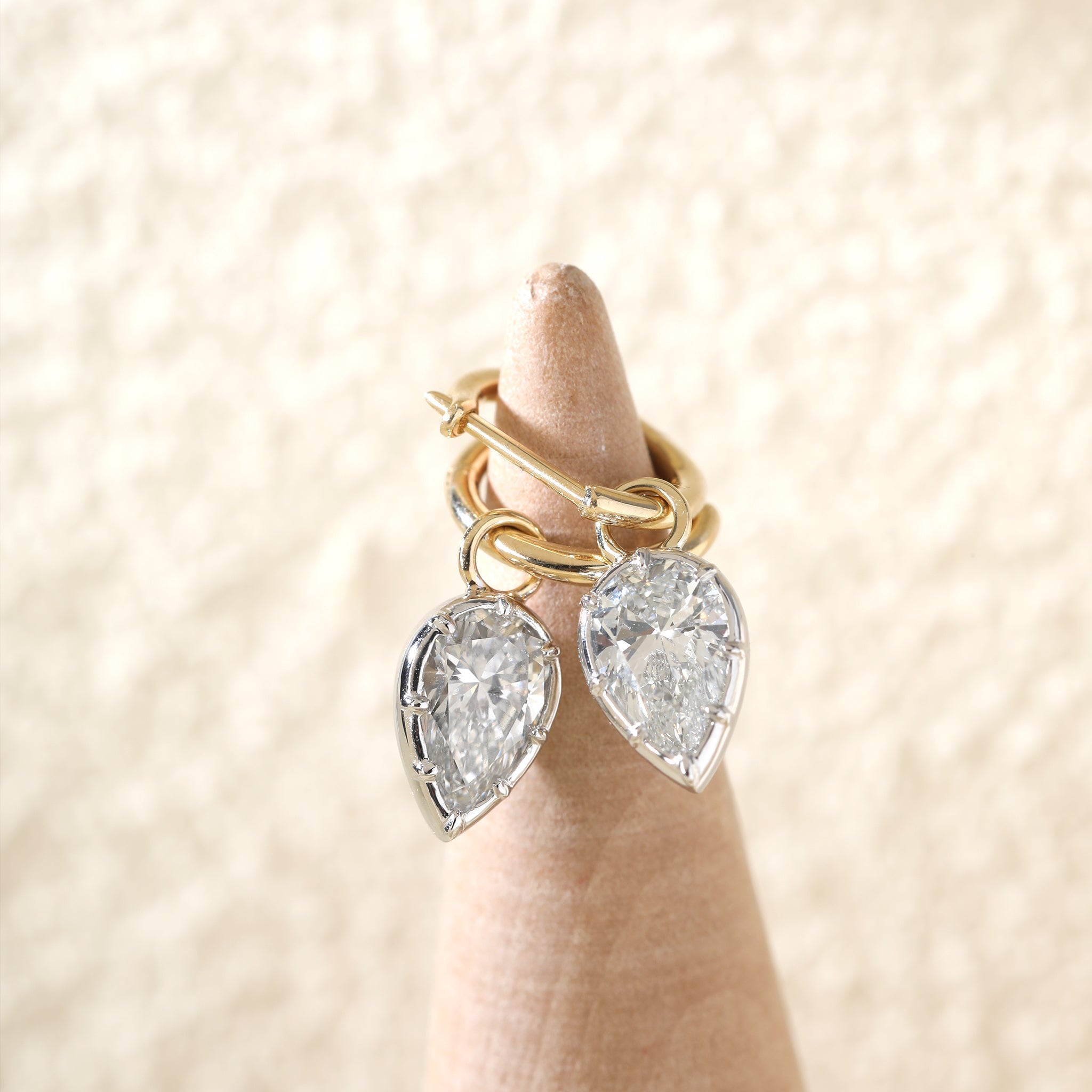 2CTW Pear Brilliant Stone Bezel Set Hoop Earrings - MMR