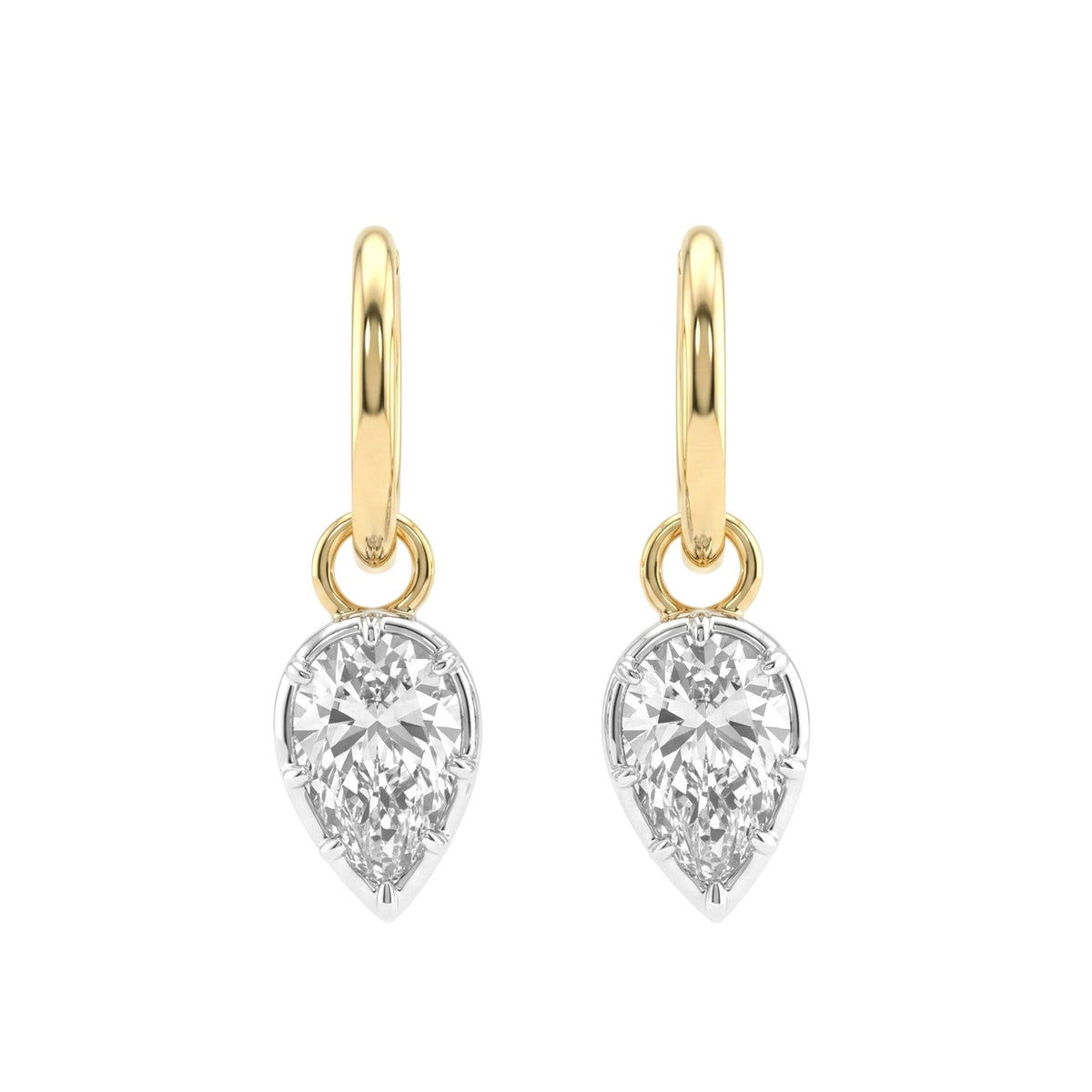 2CTW Pear Brilliant Stone Bezel Set Hoop Earrings - MMR