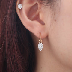 2CTW Pear Brilliant Stone Bezel Set Hoop Earrings - MMR