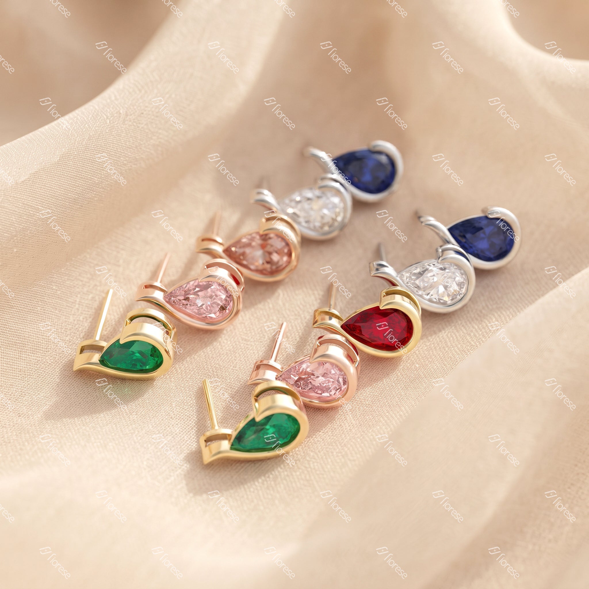2ctw Pear Shape Half Bezel Stud Earrings - MMR