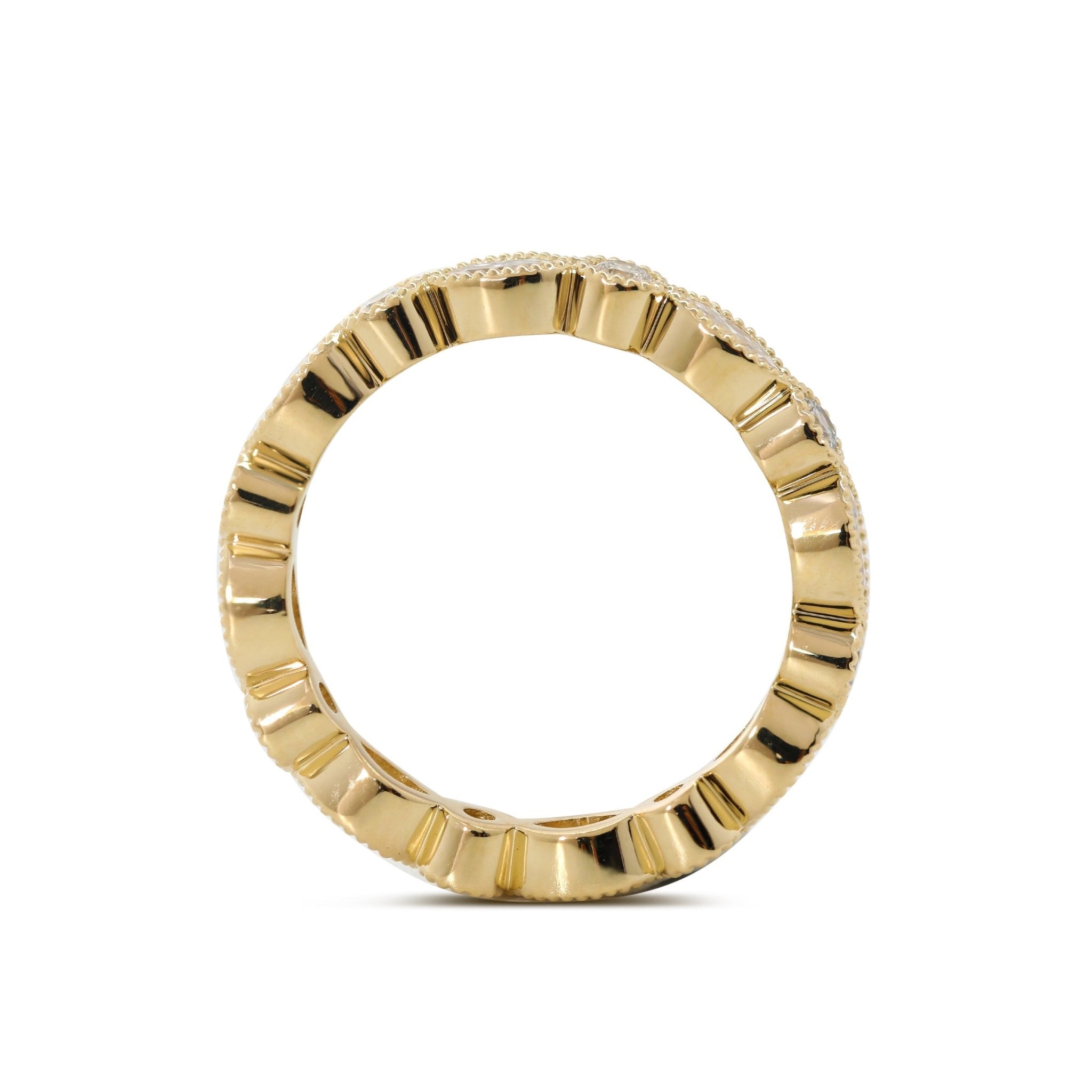 2mm Round and 4*2mm Marquise Cut Lab Diamond Millegrain Bezel Eternity Ring - MMR