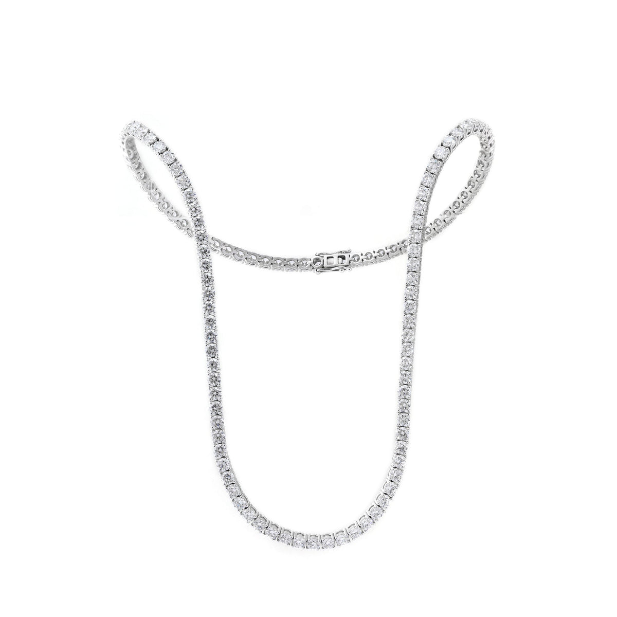 3.1 mm Round Brilliant Lab Diamond 4-prong Basket Tennis Necklace - Fiorese Day - MMR