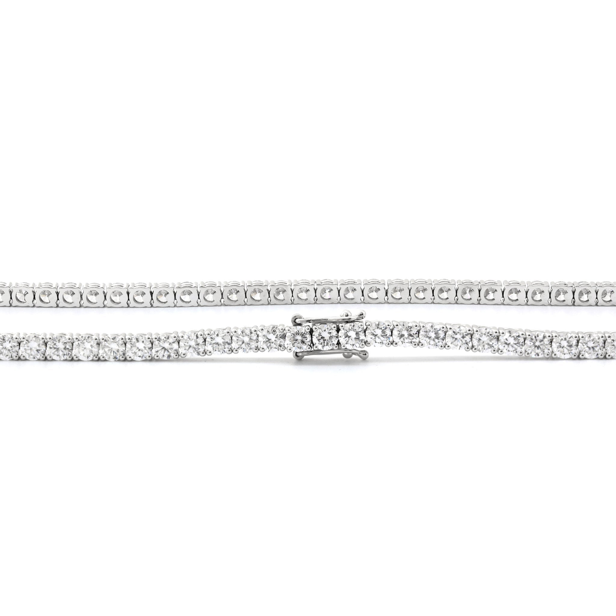 3.1 mm Round Brilliant Lab Diamond 4-prong Basket Tennis Necklace - Fiorese Day - MMR