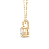 Cherished Moments 14K Yellow Gold 1ct Round Lab Diamond 4 Round Prong Basket Necklace (DE/G Color, VS Clarity)