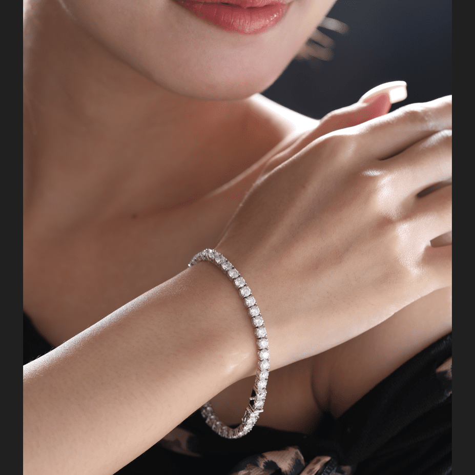 3.8mm Round Cut Lab Diamond 4 Prong Basket Tennis Bracelet Everyday Essential - MMR