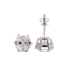 Old Mine Cut Lab Diamond 6 Round Prongs Basket Stud Earrings