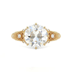 14K Yellow Gold 2.55ct Old European Cut Lab Diamond Vintage Ring