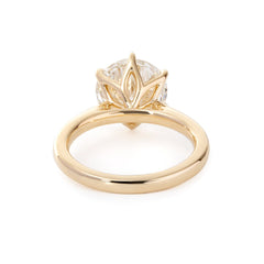 Round Lab Diamond 6-Claw Tulip Cathedral Bridal Set — Engagement Ring with Half Eternity U-Shaped Pavé Band