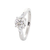 14K Yellow Gold Three Stone Oval Engagement Ring – 1.5ct Lab Diamond Design