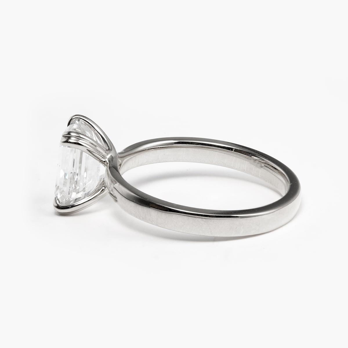 14K Yellow Gold 2.5ct Emerald Cut Lab Diamond Double Prong Solitaire Ring 14K White Gold