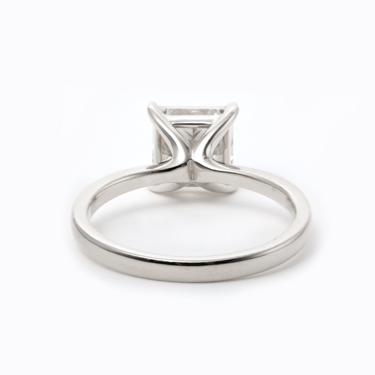 18K Yellow Gold 2ct Princess Cut Lab Diamond 4 Claw Prong Basket Setting Solitaire Ring 14K White Gold