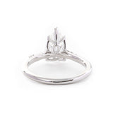 14K White Gold 2ct Pear Cut Lab Diamond Ring with Twist Pave Band and Floral Basket Head Design