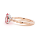 14K Rose Gold Oval Pink Lab Corundum Solitaire Ring in 4 White Gold Round Prong Cathedral Setting Design
