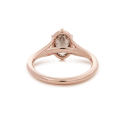 14K Rose Gold 1ct Oval Old Mine Cut Brown Lab Diamond 6 Claw Prong Cathedral Setting Solitaire Ring