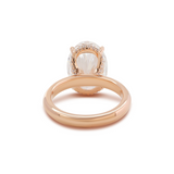 18K Rose Gold 4ct Oval Cut Lab Diamond 4 Claw Prong Hidden-halo Engagement Ring in Knife Edge Band Design