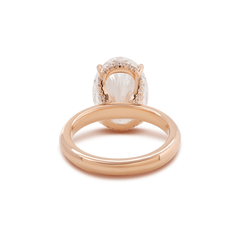 18K Rose Gold 4ct Oval Cut Lab Diamond 4 Claw Prong Hidden-halo Engagement Ring in Knife Edge Band Design
