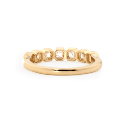 14K Yellow Gold Asscher Cut Lab Diamond 7 Stone Bezel Half Eternity Ring