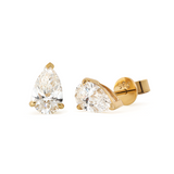 14K Yellow Gold Pear Shaped Lab diamond Stud Earrings