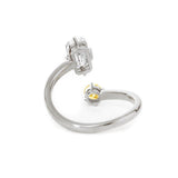 14K Yellow Gold Emerald Cut Lab Diamond & Round Citrine Toi et Moi Ring 14K White Gold