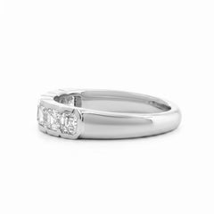 Platinum Asscher Cut Lab Diamond Bezel 7-Stone Ring