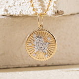 14K Yellow and White Gold Floral Pendant Necklace