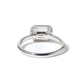 14K White Gold 2ct Emerald Cut Lab Diamond Bezel Solitaire Ring