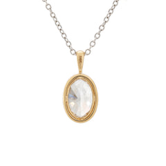 14K Yellow Gold 1.929ct Oval Crushed Ice-Cut Lab Diamond Bezel Pendant  (Chain excluded)