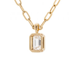 14K Yellow Gold 2.15ct Emerald-Cut Lab Diamond Bezel Pendant  (Chain excluded)