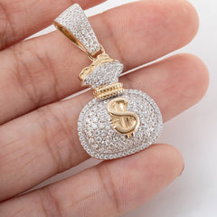 Round Lab Diamond Money Bag Pendant Necklace