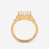 14K Yellow Gold 3.5ct Princess Cut Lab Diamond Ring with Baguette Cut Side-stones