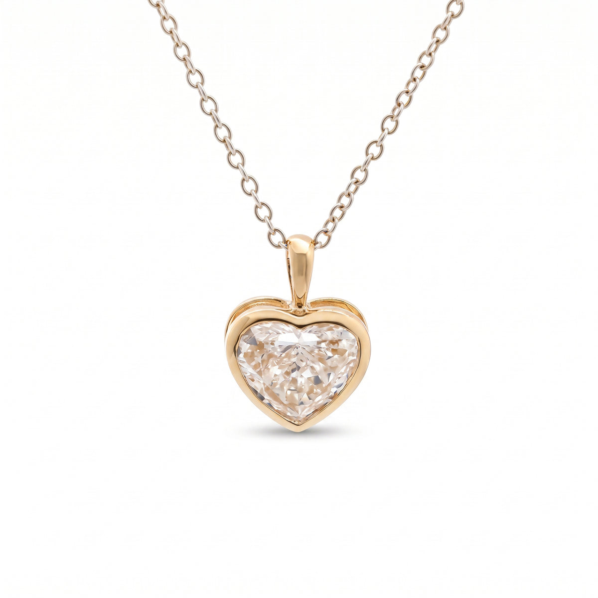 14K Yellow Gold 2.2ct Heart-Shaped Lab Diamond Bezel Pendant (Chain excluded)