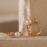 14K Yellow Gold 5mm Fresh-water Pearl Boho-Style Open Ear Cuff