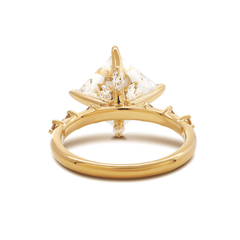 18K Yellow Gold 3.5ct Princess Cut Lab Diamond Vintage Ring with Marquise Cut and Round Lab Diamond Side-stones