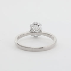 18K White Gold 1 Carat Oval Diamond Ring with Tapered Band and Cathedral Setting