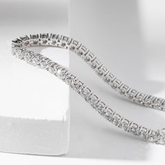 14K White Gold Round Cut Lab Diamond 4 Prong Basket Tennis Bracelet