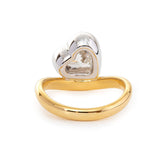 Cherished Moments 14K Yellow Gold 2.5ct Heart Shaped Lab Diamond Ring with White Gold Bezel and Wave Band