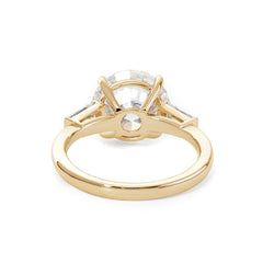 14K Yellow Gold 4ct Old European Cut Lab Diamond Tapered Three-stone Ring