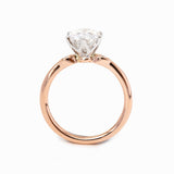 14K White & Rose Gold Old European Cut Diamond Three Stone Oval Elongated Cushion Cut Engagement Rings
